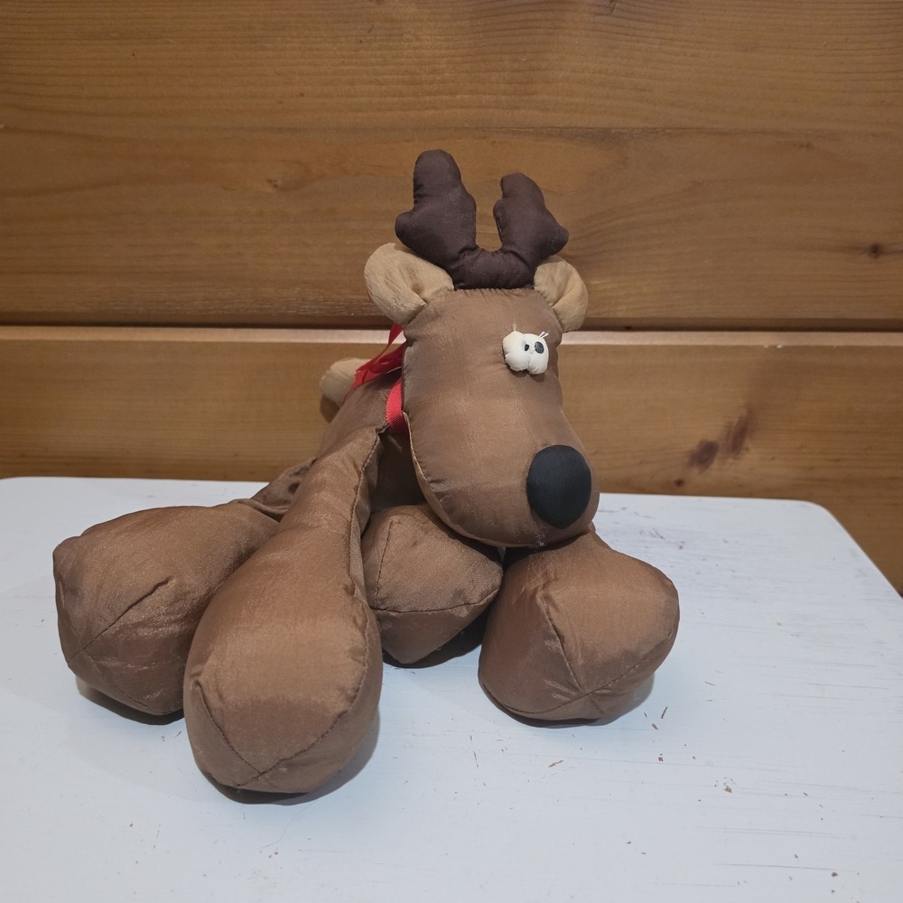 VINTAGE Hallmark Rodney the Reindeer Nylon 10" Stuffed Plush Christmas F52